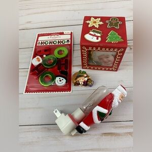 Hallmark Ornament Photo Cube HO HO HO Magnets Santa Night Light LOT